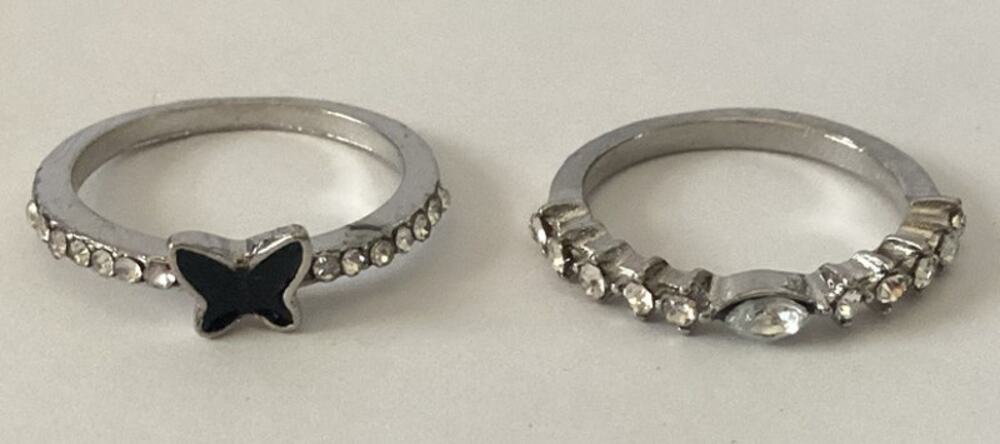 4460 NIP Set of 2 Silver Stacking Rings Bohemian Style Silver Ring Set Size 5